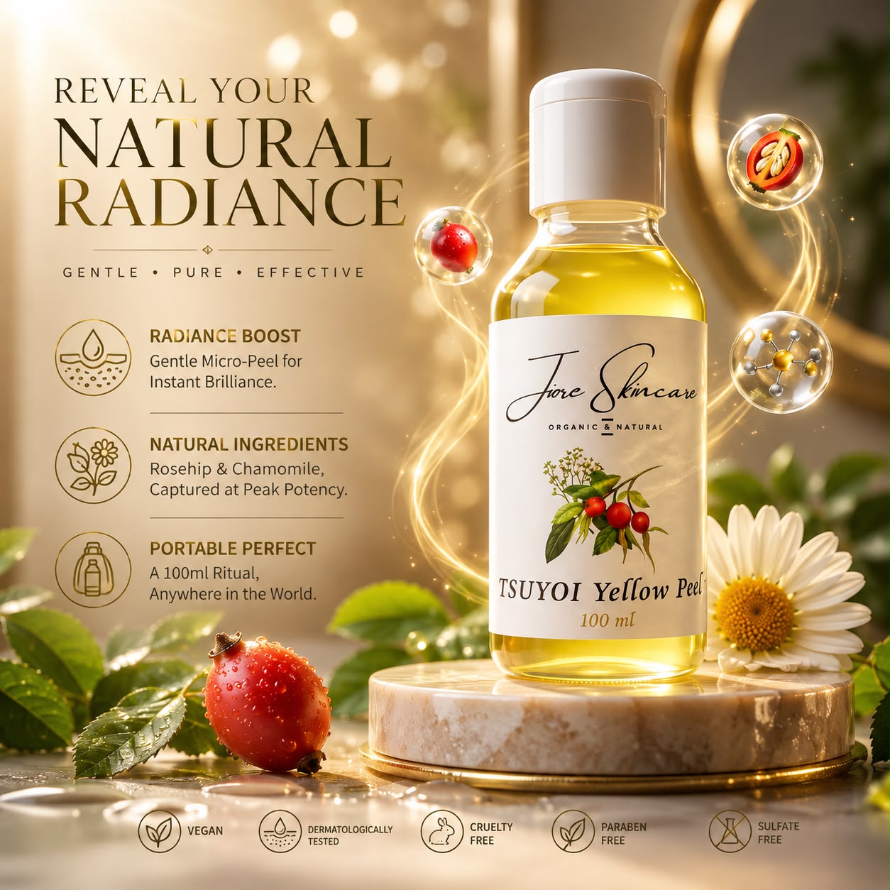 Jiore Tsuyoi Oil Skin Whitening Yellow Peel Brightening & Exfoliating Treatment Skin